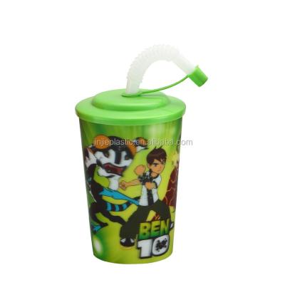 China Hot Sale 520ML Single Wall Cup PP Plastic Cup With Lid And Straw for sale