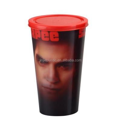 China 20oz single wall, OEM design, hot sale, 100% new material, use in cinema, plastic cup with flat lid for sale