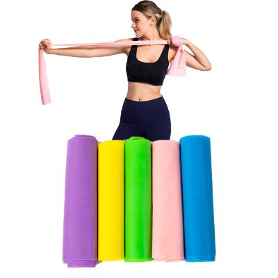 China Custom High Elasticity Yoga Stretch Resistance Exercise Latex Long Flat Wide Resistance Band for sale