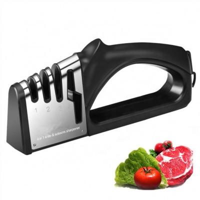 China Kitchen Disposable Accessories Kitchen Manual Professional Knife Sharpener 4 in 1 Knife Scissor Sharpener for sale