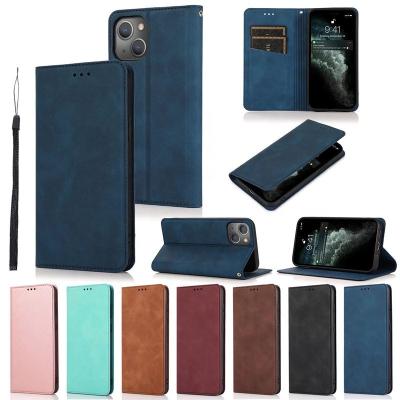 China Leather Shockproof Wallet Phone Case For iPhone 13 pro 12 11 Max XS XR 7 8 plus SE2 SE3 2022 Strong Magnetic Auto Flip Cover for sale