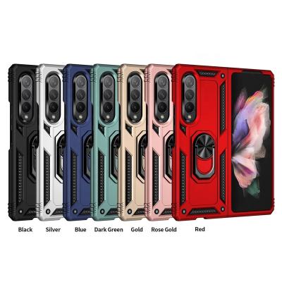 China Shockproof Shockproof Armor Phone Case For Samsung Galaxy Z TPU PC Fold 3 Metal Ring Magnetic Car Kickstand Holder 5G Z Flip 4 for sale