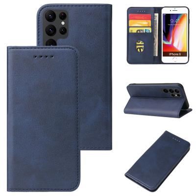 China Shockproof Magnetic Wallet Phone Leather Case For Samsung Galaxy S23 ultra S21 S22 plus S20 Fe A14 A73 A53 A33 A13 A32 A22 grain cowhide cover for sale