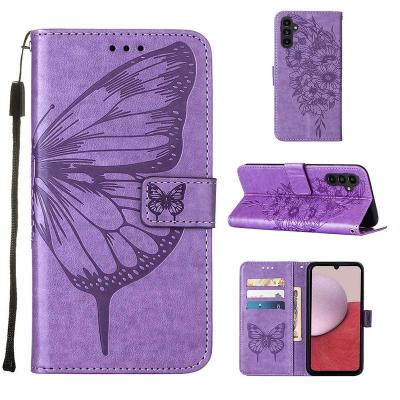 China Butterfly Wallet Phone Shockproof Embossed Leather Case For Samsung A42 A51 A71 A01 A11 M11 A21S A31 A20 A30 A50 Card Slots Stand TPU Cover for sale