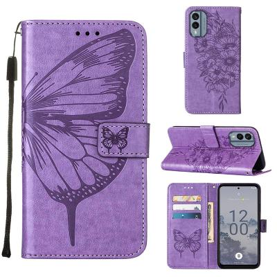 China Butterfly Wallet Phone Shockproof Embossed Leather Case For Nokia C31 X30 G100 C200 C100 G400 G21 G11 G300 G50 C20 Plus Card Slots C01 for sale