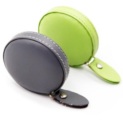 China Wholesale Custom Mini Promotion Rulers PU Leather Round Tape Measure Round Tape Measure for sale