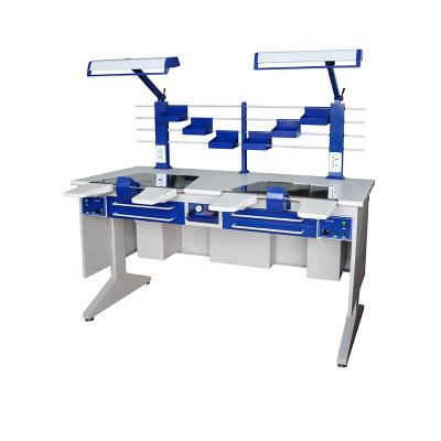 China Metal Double Person Lab Work Bench Dental Technician Working Table for sale