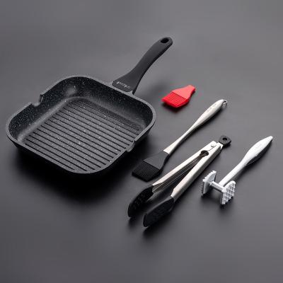 China Viable Aluminum Alloy Pan Square Skillet Steak Frying Frying Coated Nonstick Pan Cookware Sets for sale