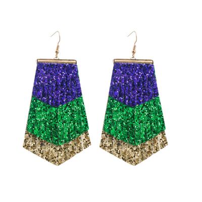 China New Fashion High Quality Bohemia Alloy Sequin Earring Multicolor Handmade PU Multilayer Leather Leaf Shaped Tassel Earrings Thread For Women for sale