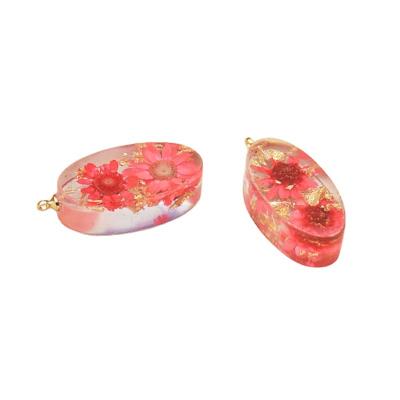 China DIY Jewelry Oval Sunflower Dried Flower Accessory Beads DIY Earring Resin Material Headwear Jewelry Shoes Pendant Bracelet Accessories for sale