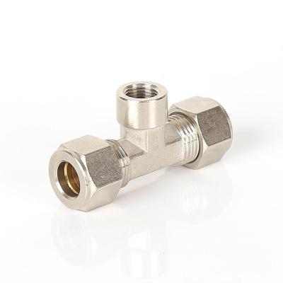 China 1/8 Brass Compression Fitting For Water Mist Mist Lance And Air Transfer And Water Mist Lance Male Thread Compression Tee Fit Equal for sale