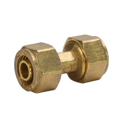 China MG-F001 Al Pex Pipe Fittings Brass Compression Equal/Reducing Coupling For Hot Water Pipe Gas Pipe Aluminum Plastic Equal/Reducing for sale