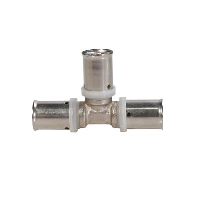 China MG-G009 Brass Press Pipe Fitting Tee for pex al pex hot water floor heating pipes equalize/reduce for sale