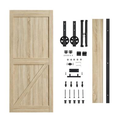 China MDF veneer hdsafe wooden barn door windproof rustic barn door with hardware kit for sale