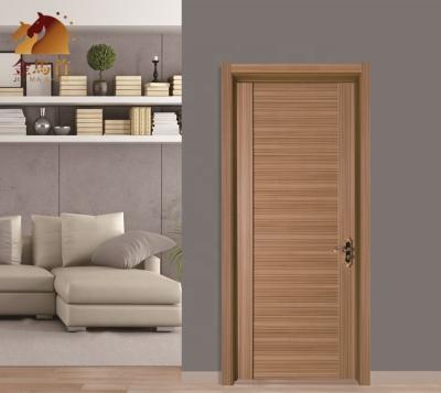 China PVC Waterproof Wood Door For Apartment Villa Project Modern Interior Room Door Kit PVC Customized Paintless Finish Surface for sale