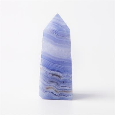 China Wholesale High Quality Natural Folk Blue Agate Crafts Europe Rounds Crystal Lace Point for sale