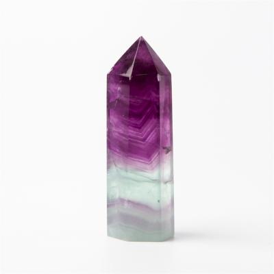 China Europe Good Quality Natural Lathe Crafts Rainbow Fluorite Quartz Crystal Folk Point for sale