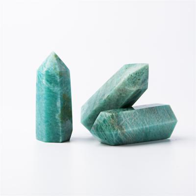 China Europe good quality natural hand carved amazonite wand healing point stone crystal tower for feng shui for sale