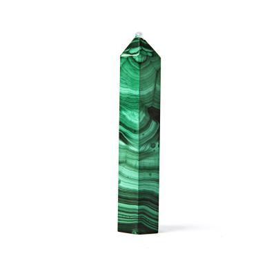 China Europe natural polished hand cut green folk crafts malachite point healing crystals tower stones for fengshui decoration for sale