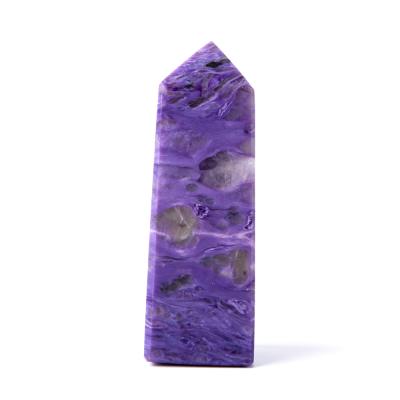 China Europe good quality natural lathe crafts folk charoite dots tower natural crystal stone for sale