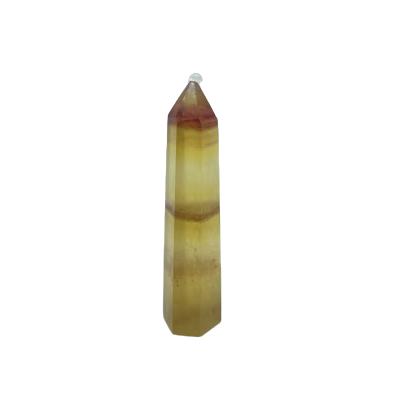 China Europe Hot Selling Natural Crystals Healing Stone Fluorite Heads Fluorite Yellow Tower For Sale for sale