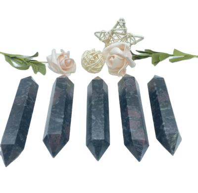 China Europe New Products Natural Polished Hand Carved Astrophyllite Double Dots Healing Crystal Wands Tower for sale