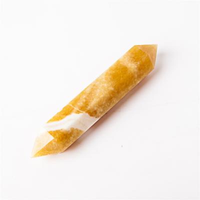 China Top Quality Europe Natural Folk Gold Crafts Yellow Jade Crystal Tower Frozen Stone for sale