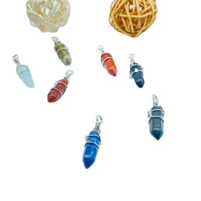 China Wholesale Europe Double Stitch Gemstone Pencil Wire Wrap Crystal Pendant for sale