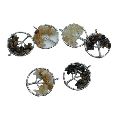 China Europe Gemstone Pendants Quartz Tree Small CLASSIC Agate Charm Pendants Crystal Gift Life Gold Gemstone Pendants Hot Sale for sale