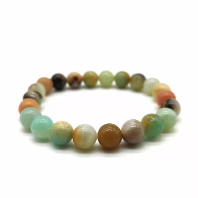 China Europe 8/mm Wholesale Natural Stone Bracelet Fashionable Amazon Bead Elastic Bracelets for sale