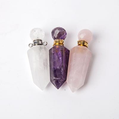 China Europe healing Crystal Beautiful Essential Oil Diffuser Crystal Perfume Bottle Necklace pendant for sale