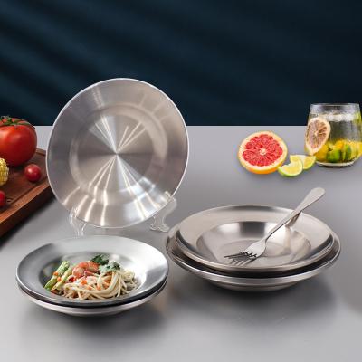 China Travel Cutlery Stainless Steel Food Container Custom Viable Outdoor Round Dinner Dish for sale