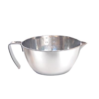 China Stocked 2021 Quality Stainless Steel Premium Silver Measuring Mixing Bowl With Scale And Pour Spout Batter Bowl for sale