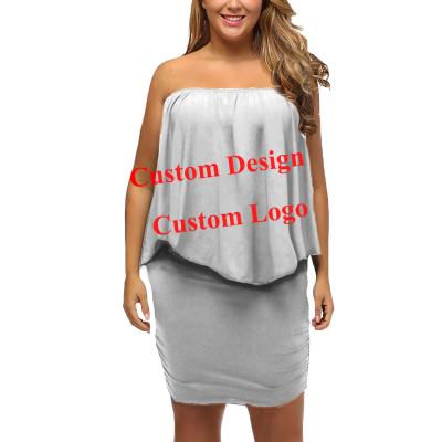 China High Quality Wholesale Customized Breathable Summer One Shoulder Logo Casual Dress for sale