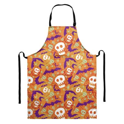 China Customized Polyester Cloth Apron Drink/Food Halloween Gifts Long Aprons With Custom Logo In Lovely Cartoon Style Cafe Home Kitchen for sale