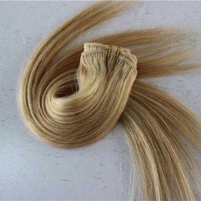 China Curly 18 20 22 24 inch 100 gram virgin remy blonde hair 613 ombre clip in hair extensions for white women for sale