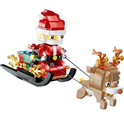 China Building Toy Christmas Reindeer Sleigh Children Holiday New Year Gift Small Particle Building Blocks Assembled Building Block Toys for sale