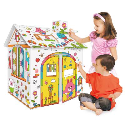 China Educational Toy Hot Sale DIY Cardboard Big Dye Creative House Children Open Paper Game House for sale