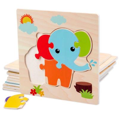 China Eco-friendly Material Baby Toys Wooden 3d Puzzle Tangram Shapes Learn Cartoon Intelligence Animal Puzzle Toys for sale