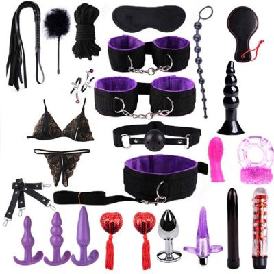 China Sex Fun 26pcs Sexy Anal Beads Nipple Clamps Whip Rope Anal Vibrator Bondage Bdsm Adult Toys For Couples Sex Games for sale