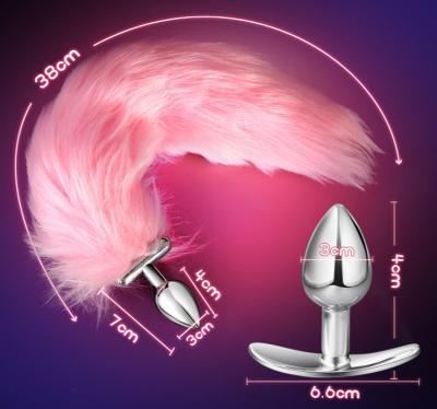 China Replaceable Tail Plug SM Cosplay BDSM Anal Toy Magnetic Butt Plug Butt Plug Faux Fox Tail Rabbit Anal Sex Toys For Girl 38cm/23cm for sale