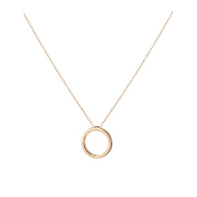 China FASHIONABLE Wholesale Minimalist Real Gold Circle Necklace 14K Gold Pendant Jewelry for sale