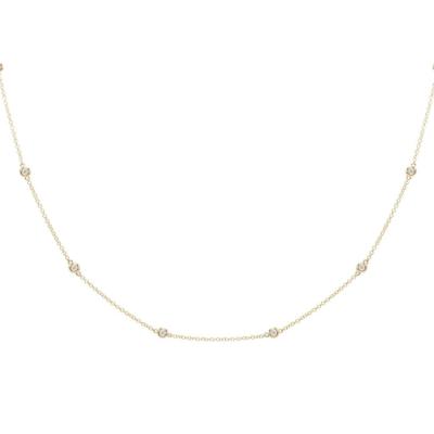 China FASHIONABLE Diamond Bezel Dainty Chain Choker Necklace 14K Solid Gold Necklace Jewelry for sale