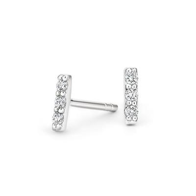 China TRENDY 14K 18K White Gold Tasty Earrings Pave Diamond Bar Earrings Stud Jewelry for sale