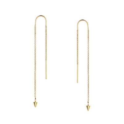 China Trendy Minimalist 14K Solid Gold Spike Ear Threader Real Gold Earrings Jewelry for sale