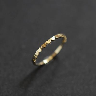 China TRENDY Fashion Ring Sterling Silver 14K Minimalist Simple Gold Plated Heart Shaped Rings S925 for sale