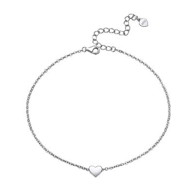 China Cute Minimalist 925 Sterling Silver Design Heart Foot Anklet For Women Girls 2022 for sale