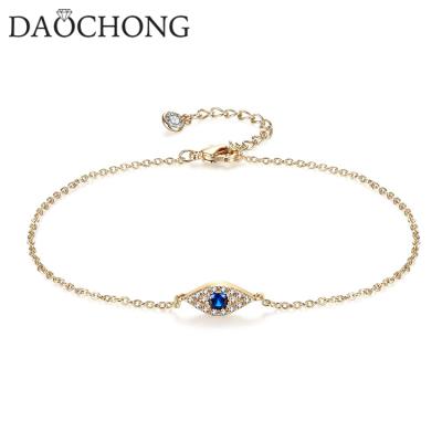 China TRENDY 14K Gold Plated Tasty Good Luck Evil Eye Anklet Boho Beach Foot Chain Jewelry for sale