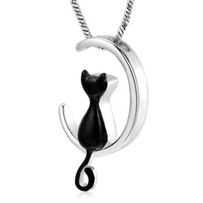 China TRENDY Cat Ashes Memorial Necklace 925 Sterling Silver Pet Cat Urn for Ashes for sale