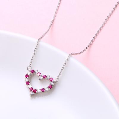 China New Trendy Fashion 925 Sterling Silver Necklace Jewelry Women Love Pattern Necklace With Heart Pendant for sale